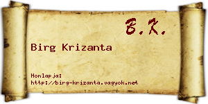 Birg Krizanta névjegykártya